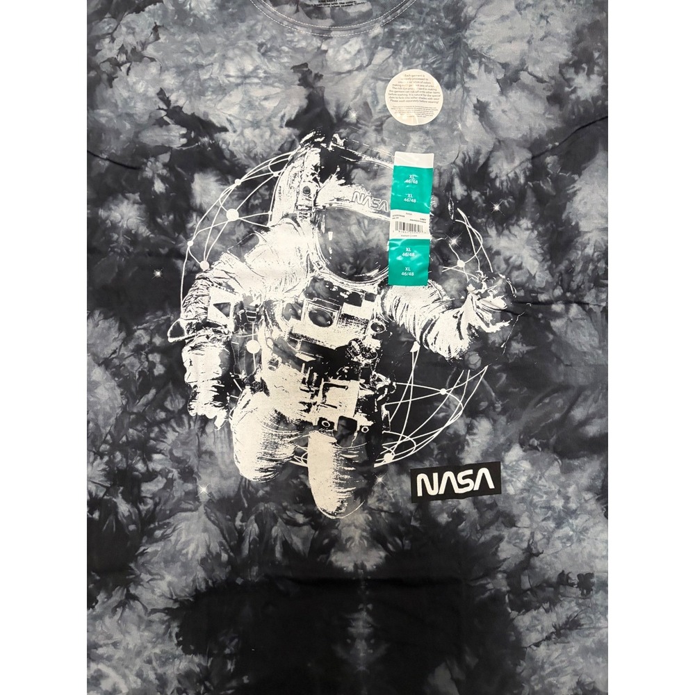 NASA‎ Astronaut Graphic Tie Dye T-Shirt Mens XL Black Grey Space Tee New